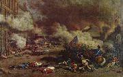 unknow artist Da the avslojades ,att king had consort with France enemies charge a rebellion crowd the 10 august Tuilerierna Norge oil painting reproduction